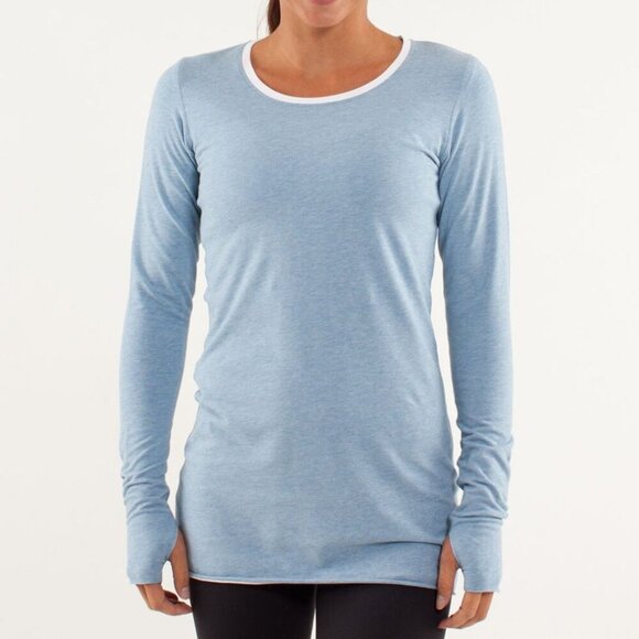lululemon athletica Tops - Lululemon Athletica Every Yogi Long Sleeve Top Women Size 8 Blue/White